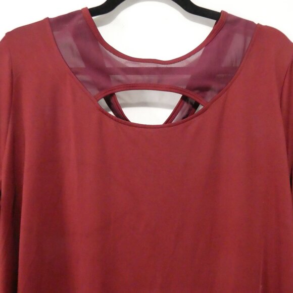SHEIN - Curve | 2XL | Burgundy Mesh & Open Front & Back Long Sleeve Shirt - Picture 10 of 14